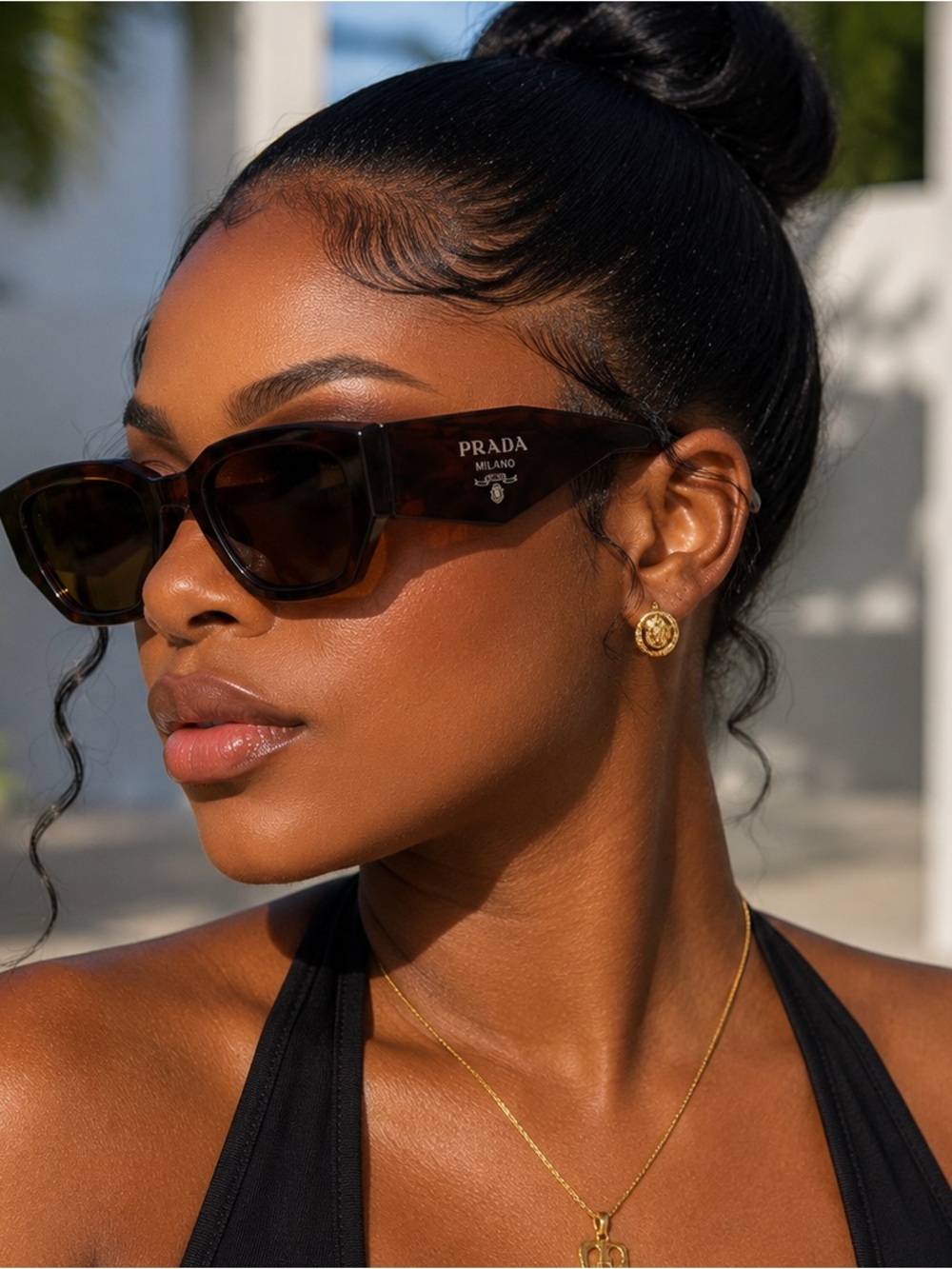 Prada Brown Tortoiseshell Sunglasses with Dark Lenses